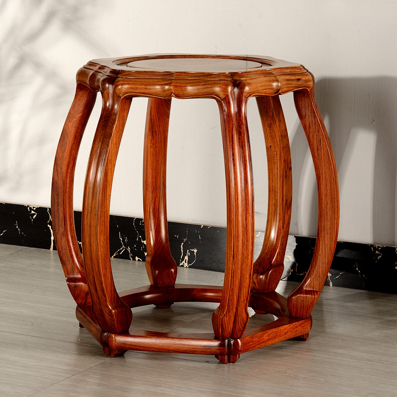 红木圆鼓凳红酸枝圆凳实木中式古筝凳圆形小矮凳小板凳家用木凳子