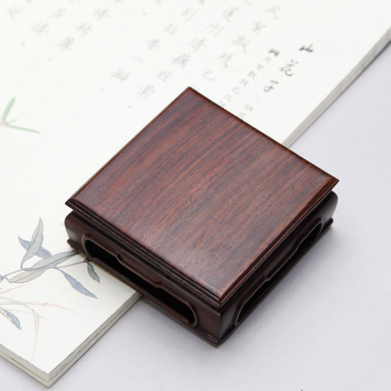 红酸枝底座实木中式摆件底座红木雕刻工艺品印章正方形木托