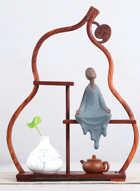 红檀博古架实木中式古典多宝阁古董架茶壶茶具架置物架古玩展示架