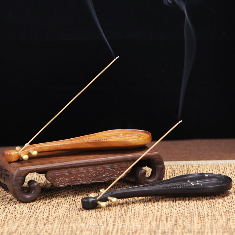 红木质香盒黑檀木熏香炉酸枝木琵琶琴香盒檀香线香炉卧香盒熏香炉