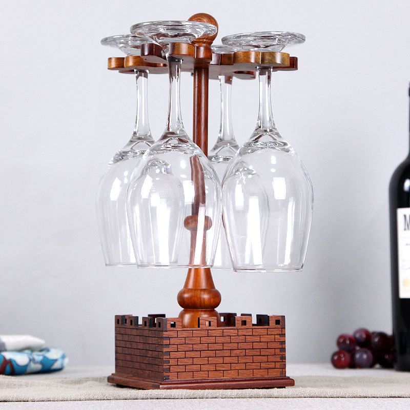 红木红酒架家用客厅摆设摆件实木中国风酒杯架子中式酒瓶架置物架