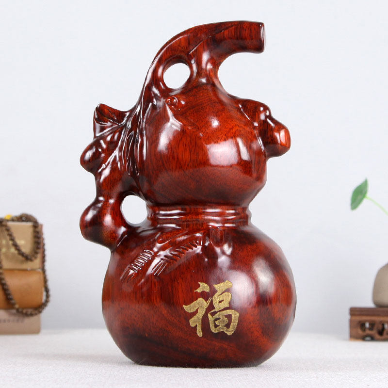 花梨木红木手工雕刻工艺品葫芦摆件吉祥如意福办公室高档装饰摆件