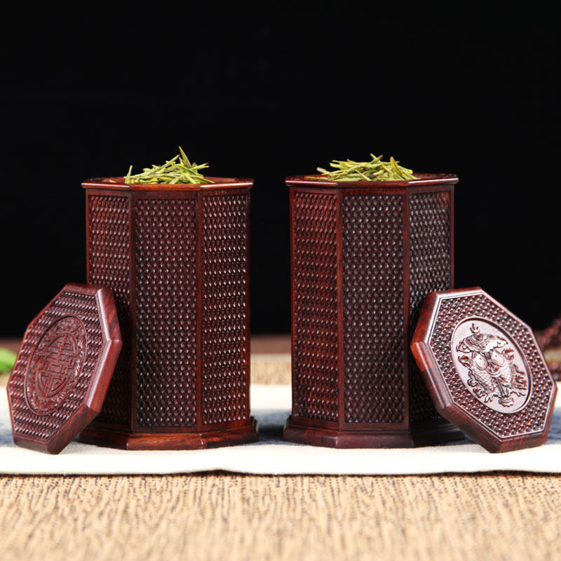 红木装茶叶罐红酸枝茶盒坚果干货储存盒子储茶罐茶缸实木罐子