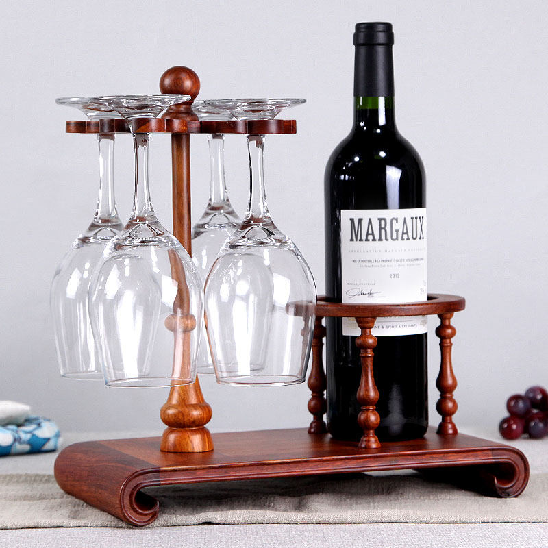 花梨木红酒架家用客厅家装摆设摆件实木中国风酒杯架子中式酒瓶架