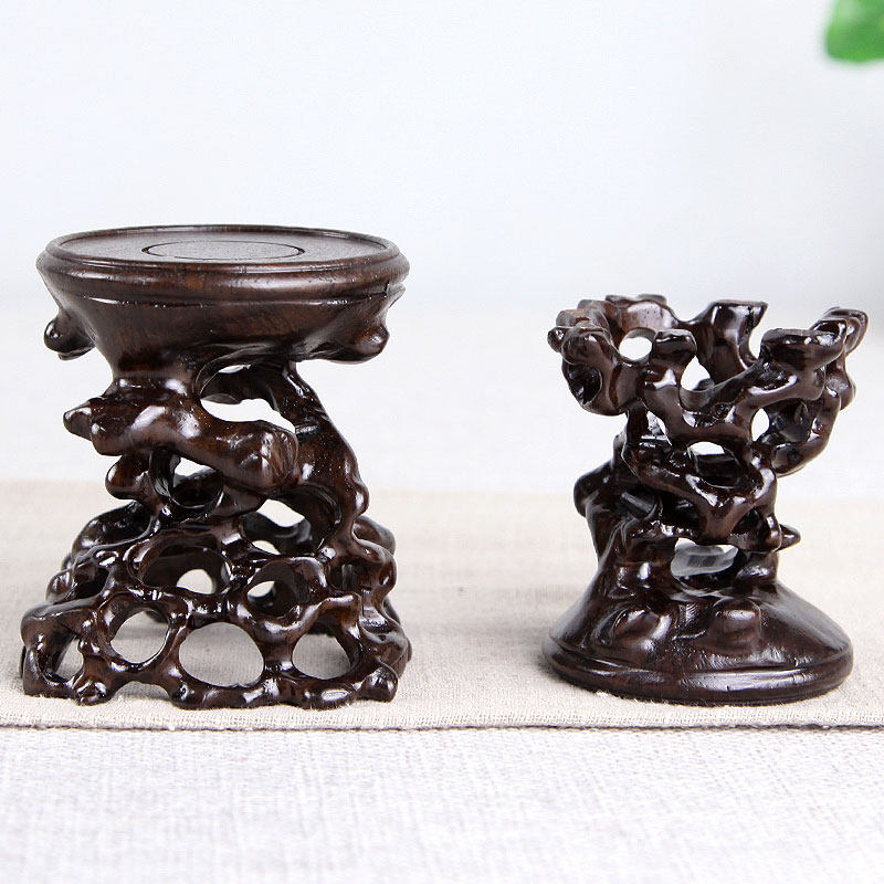 黑檀木摆件底座实木质镂空雕刻工艺品茶壶石头奇石底座木托架加高