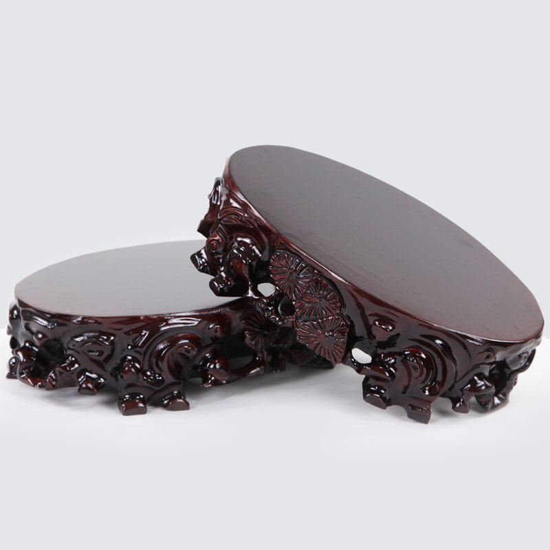 树林丰红木根雕底座实木奇石底座蛋形底座实木花盆景玉石头木质托