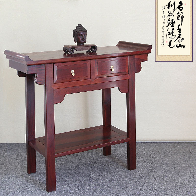红木贡桌黑檀木酸枝木带抽神台两抽屉神台供桌中式实木佛桌供奉桌