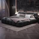 政府补贴佐慕泡芙布艺床简约现代猫抓布主卧意式 极简榻榻米大床