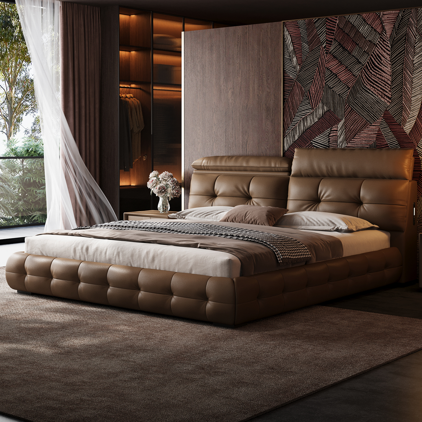 意大利宝格恩牛皮+9D满铺静音排骨架