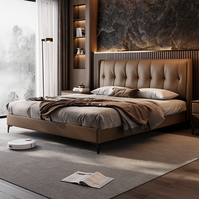 佐慕真皮床现代简约主卧大床1米8双人床软包现代轻奢高级感婚床