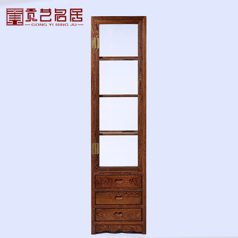 红木家具 全鸡翅木餐厅门厅柜酒架玄关柜 仿古中式客厅带抽屉酒柜