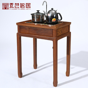 搭茶桌小茶台 仿古实木古典 茶几 全鸡翅木自动上水边几 红木家具