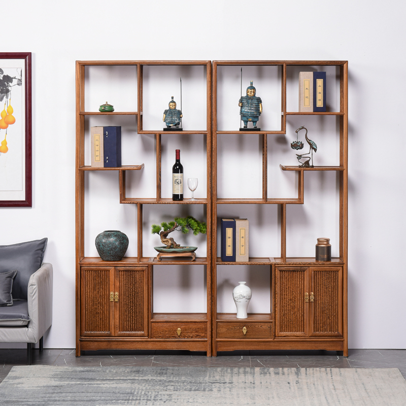 红木家具全鸡翅木博古架 实木中式多宝格古董架置物展示架隔断
