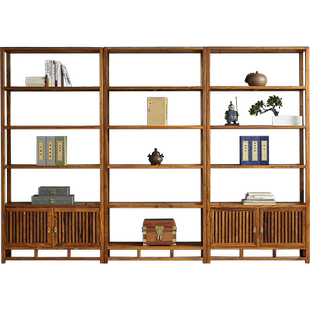 红木书柜刺猬紫檀新中式实木书架三件套花梨木书橱架陈列架置物架