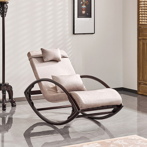 赞比亚血檀实木摇椅新中式红木休闲躺椅阳台非洲小叶紫檀午休椅