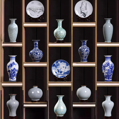 景德镇陶瓷花瓶摆件客厅插花