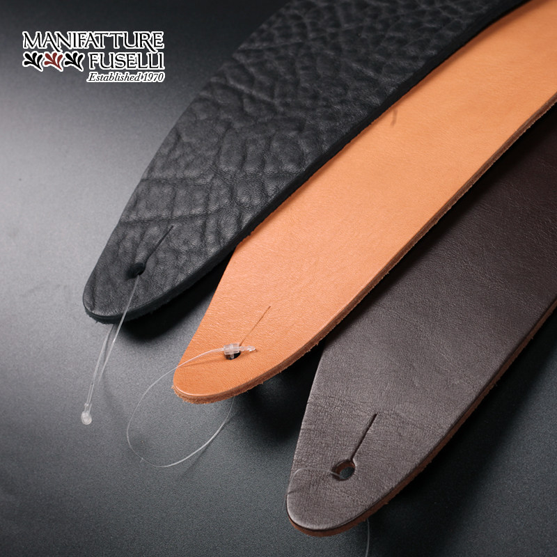 意大利MANIFATTURE FUSELLI真皮手工吉他背带 电木民谣贝斯肩带