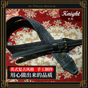 手工椒盐美式 T.Y. 复古吉他背带加宽减重电贝司肩带 Knight 琦材