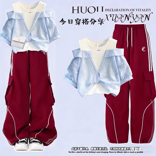 又酷又飒女童夏季短袖套装大童时尚洋气时髦小公主洋气两件套夏装