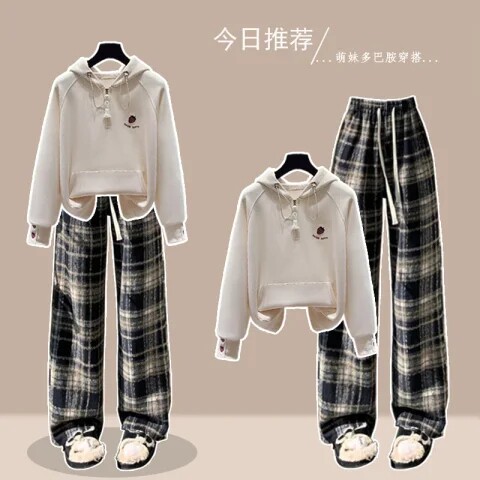 休闲运动套装女秋季2025新款少女学院风大童初高中学生卫衣两件套