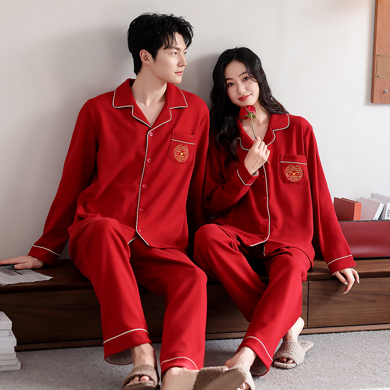 冬季保暖睡衣新婚情侣双面德绒套装春秋加厚男女本命年长袖家居服
