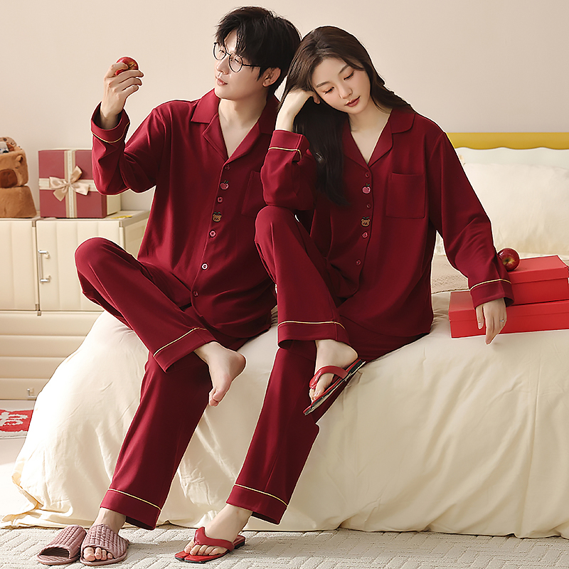 情侣红色结婚睡衣新婚套装秋冬季德绒本命年男女士春秋薄绒家居服