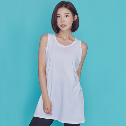 韩版宽松无袖运动健身背心女外穿纯棉T恤砍袖打底衫百搭瑜伽上衣