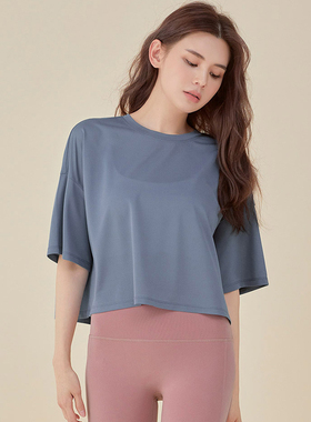 百搭显瘦宽松短款运动短袖健身服舞蹈速干上衣跑步瑜伽T恤夏薄款
