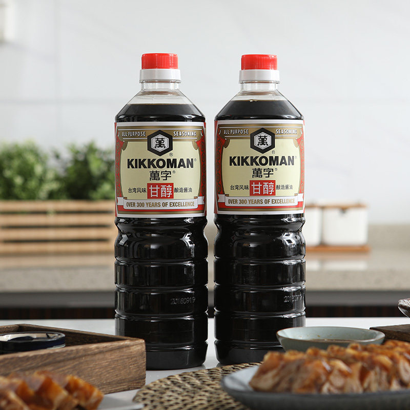 万字 台湾风味甘醇酿造酱油1L*2 日本龟甲万海鲜刺身浓口生抽调料