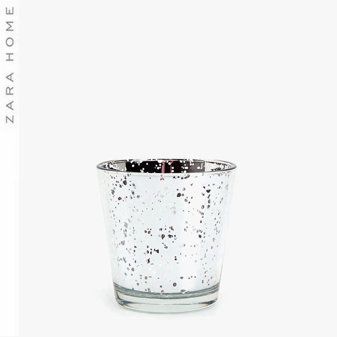 Zara Home 新款复古碎银玻璃烛台蜡杯样板间装饰摆件