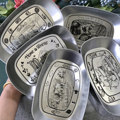 马口铁水果托盘 户外野餐盘子油炸鸡小吃盘 网红露营用品装 备餐具