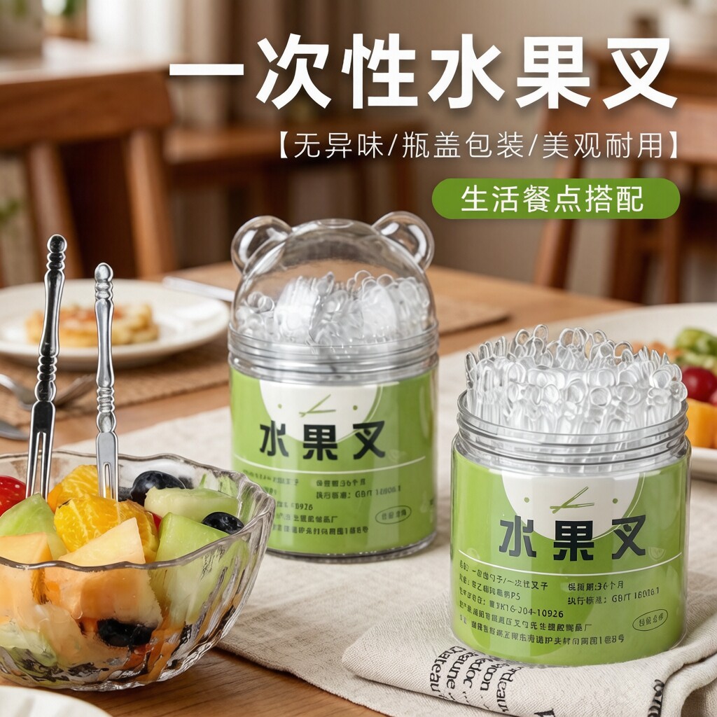 食品级一次性水果叉不伤嘴瓶装图片