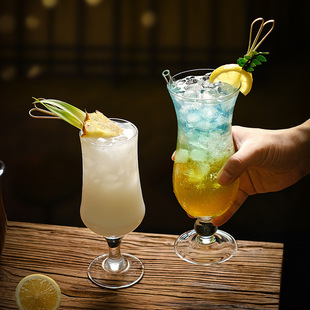 酒吧飓风杯高脚长饮杯冷饮杯高颜值调酒杯酒吧鸡尾酒杯椰林飘香杯