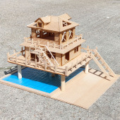 吊脚楼 傣族式 雪糕棒牙签手工拼装 diy房子冰棍棒模型材料沙盘套装