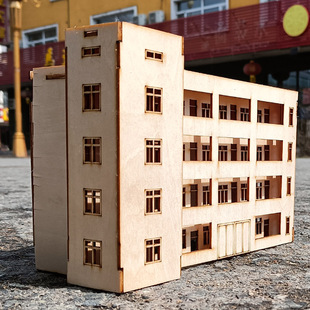 沙盘建筑拼装模型材料学校教学楼金融大厦高楼微缩场景城市小大楼