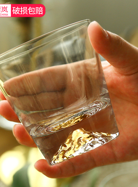 网红ins创意日式水杯富士山杯玻璃杯手工威士忌杯茶杯冷饮杯酒杯