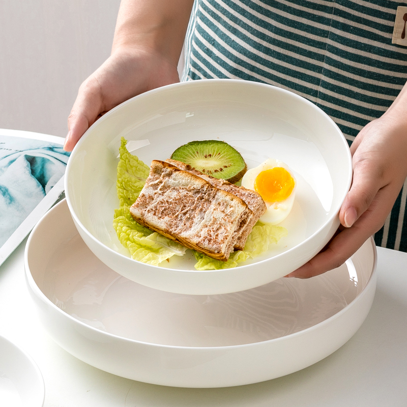 纯白陶瓷窝盘深口碟子网红创意