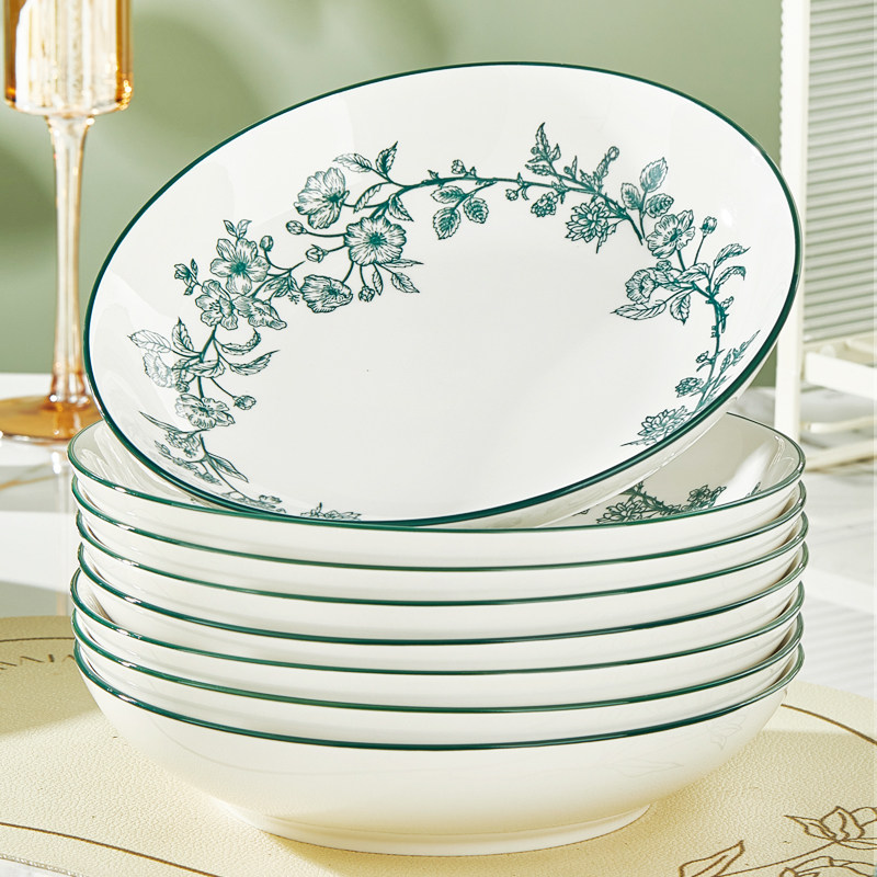 陶瓷盘子菜盘家用2025新款高颜值釉下彩餐具乔迁新居圆菜盘碟组合,餐饮具,盘,淘宝优惠券,粉丝福利购,淘宝优惠卷