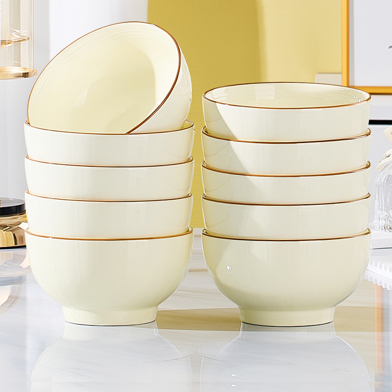 若岚陶瓷釉下彩家用奶油风吃饭碗