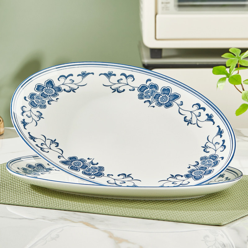 陶瓷蒸鱼专用盘子家用椭圆形鱼盘装鱼碟子盘子菜盘2025年新款餐具,餐饮具,盘,淘宝优惠券,粉丝福利购,淘宝优惠卷