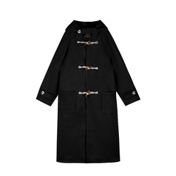 Wool outside the girl 2022 new autumn and winter ox buckle woolen coat small children Han Taiwanese gentle spring