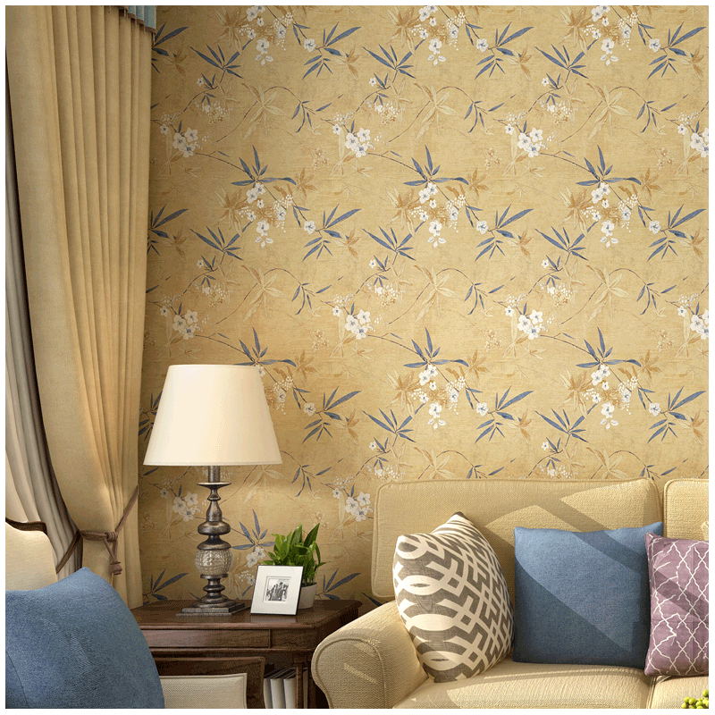 田园复古无缝卧室房间电视背景墙壁布 ab搭配书房客餐厅碎花墙布