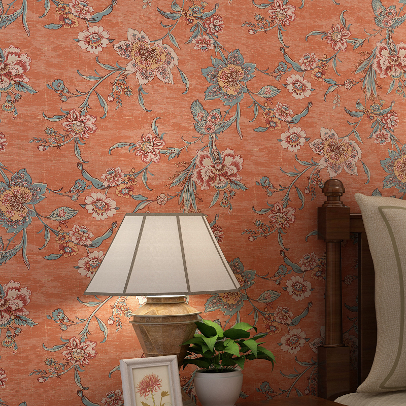 墙布斑驳客餐厅红色轻奢卧室