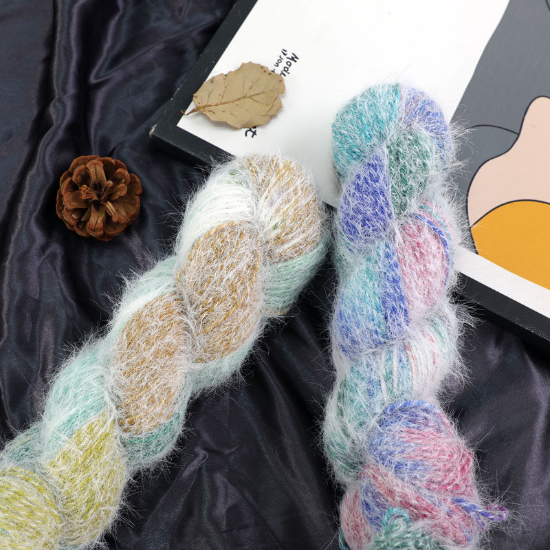 花式手染羊毛线段染长绒毛线钩针手工编织围巾帽子毛衣diy材料包