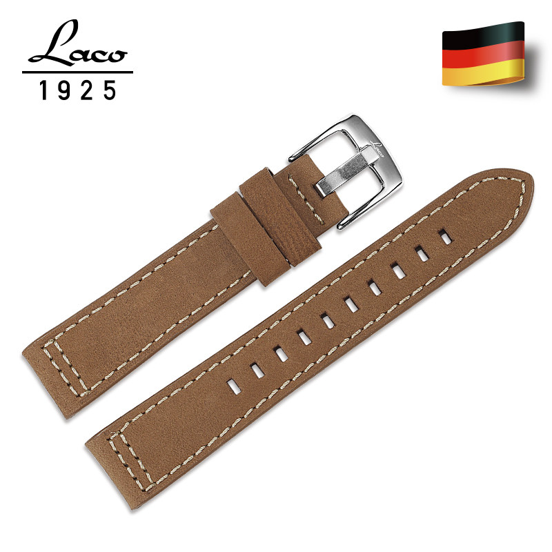 laco朗坤德国原装进口帆布真皮表带手表配件针扣皮带男