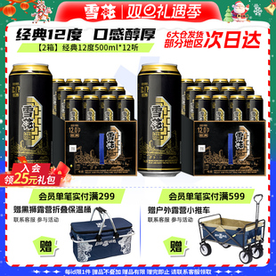 12度500ml 雪花啤酒经典 12听 2箱装 官方旗舰店 整箱 共24听