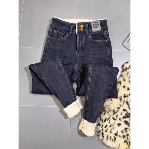 零下15度加绒加厚显瘦牛仔裤女