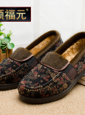 老北京布鞋冬新款女棉鞋中老年平底妈妈鞋加绒软底防滑老人奶奶鞋
