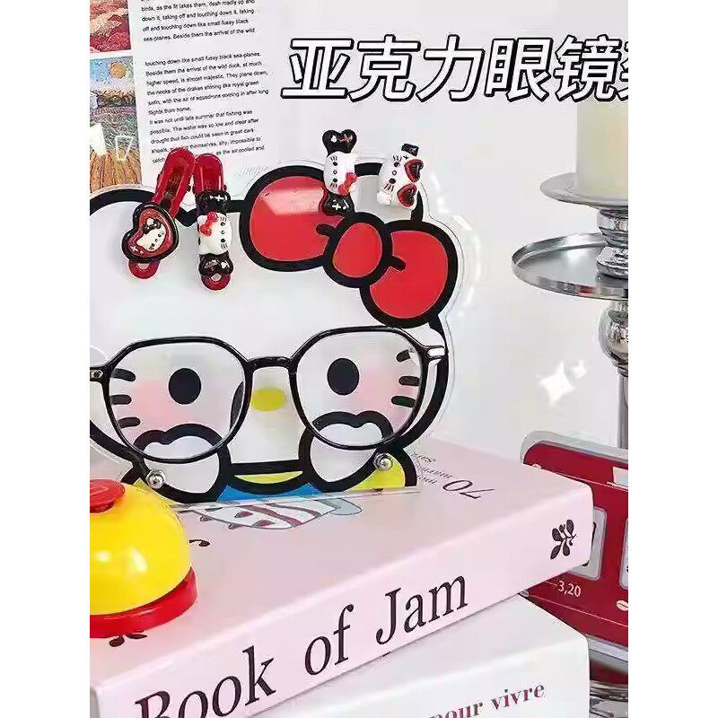 眼镜收纳架可爱桌面亚克力可爱hellokitty墨镜放置架发夹收纳架