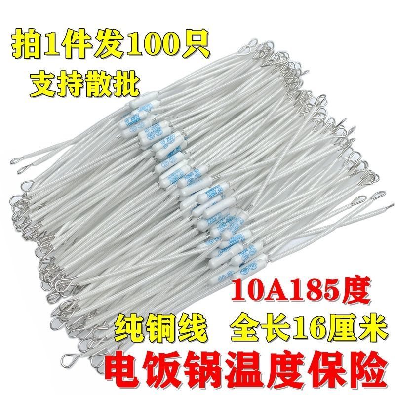 电饭煲温度保险丝185度10A250V陶瓷 加长铜线温度保险丝配件10A